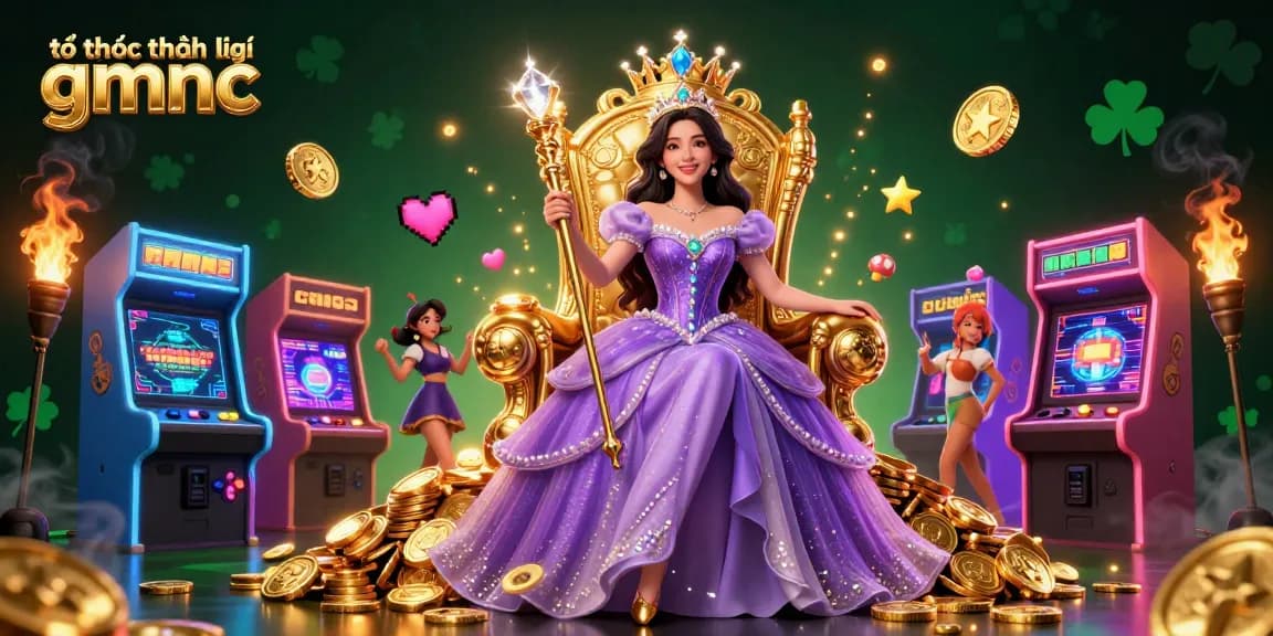 Engage with the leading tổ chức pháp lý gmnc in 2026, featuring a princess amidst vibrant gaming and casino elements.