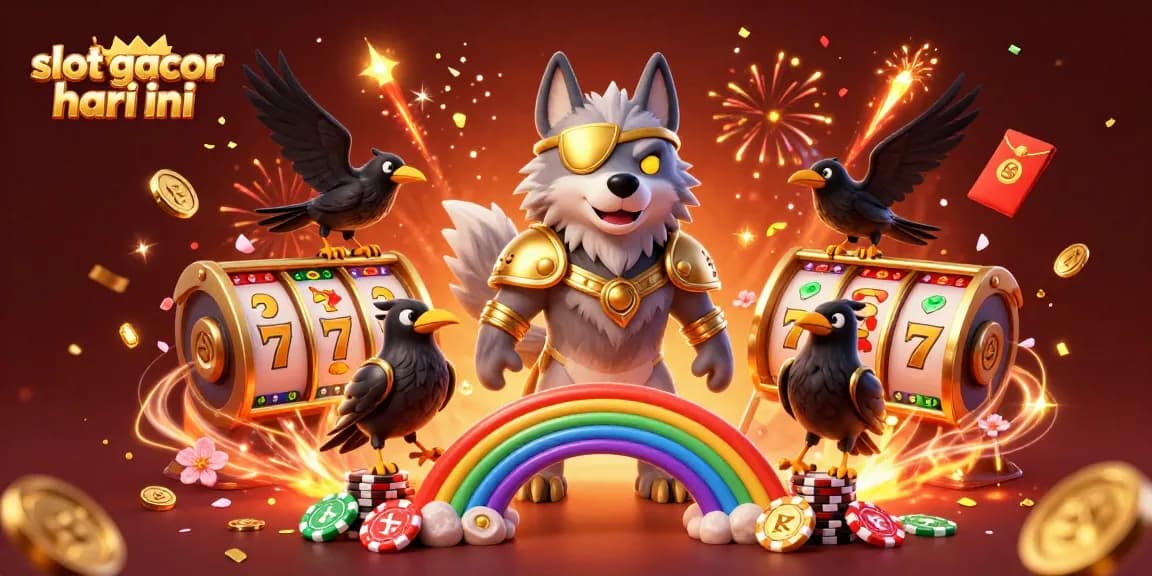 Slot gacor hari ini dengan Odin dan ravennya di jembatan chip kasino bertabur koin emas.