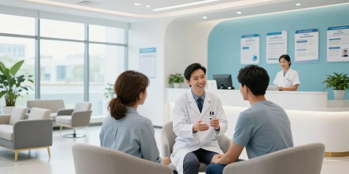Hair transplant Turkey procedure in a welcoming health clinic, showcasing a doctor consultation for patient care and medical services.