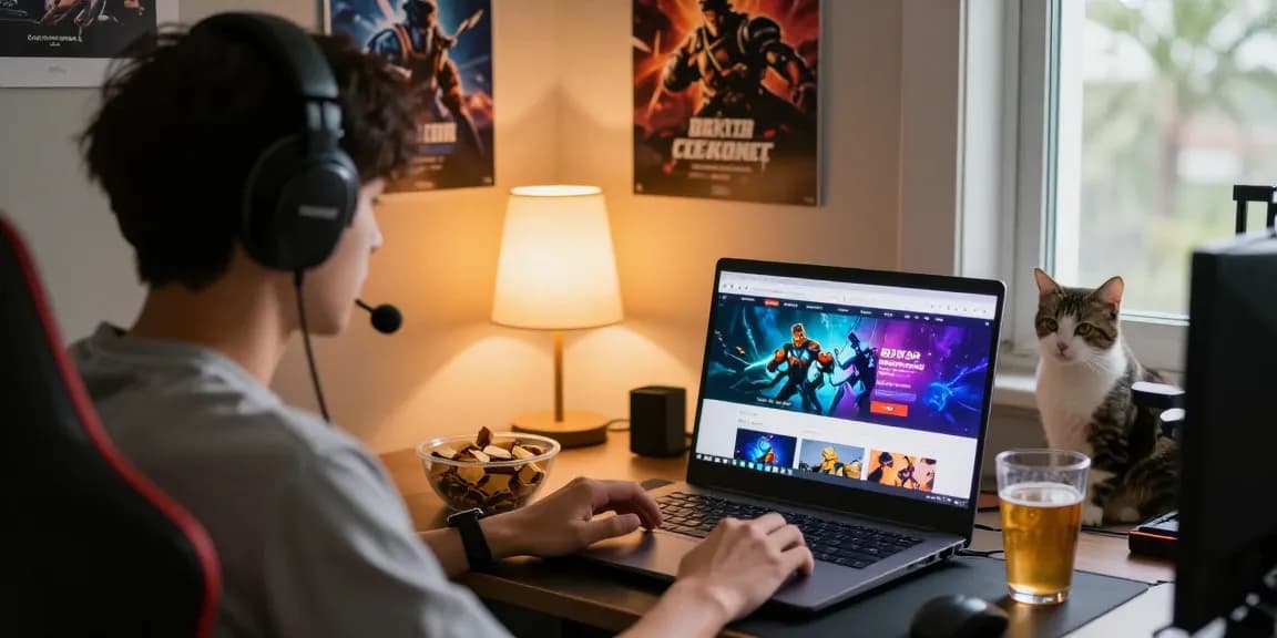 Pengguna Batik 88 menikmati pengalaman bermain game online dengan laptop di ruang nyaman.