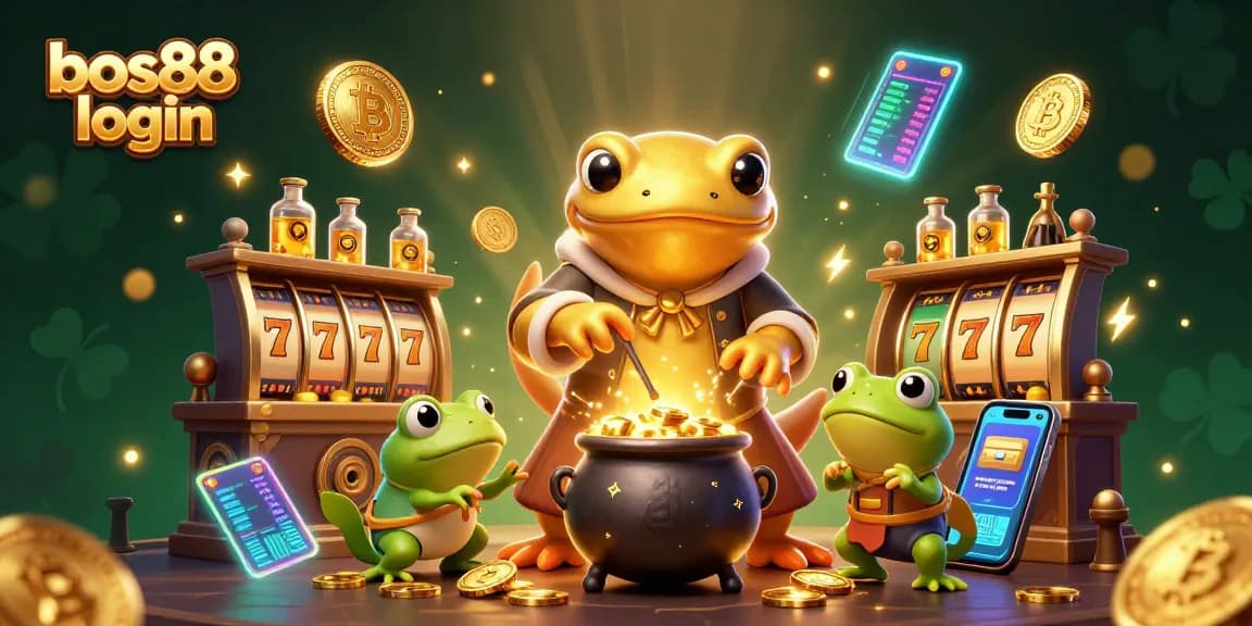 Engage in thrilling gameplay with the Bos88 login, featuring an alchemist and golden coins in an enchanting casino setting.