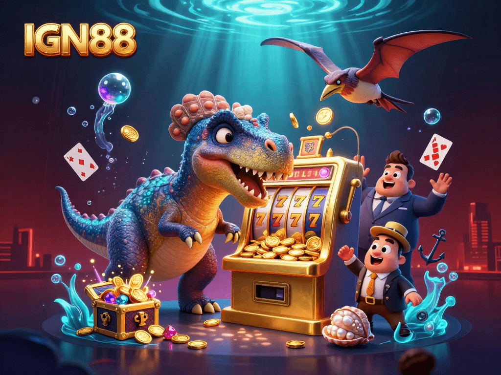 Experience exhilarating gameplay at IGN88 with pachycephalosaurus winning jackpots amidst flying coins.
