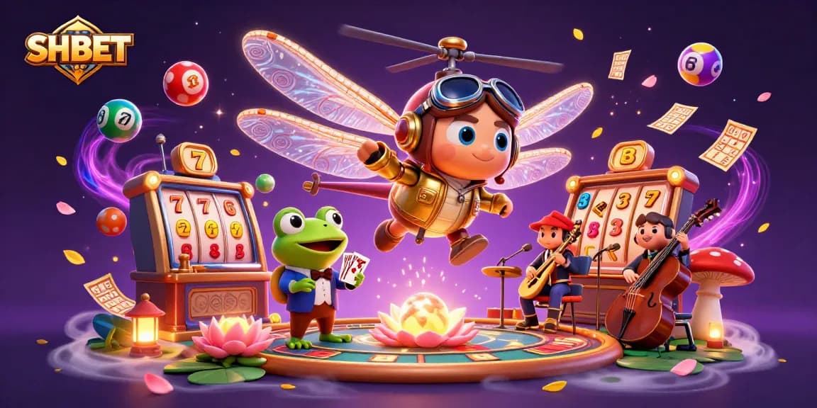 Experience the excitement of SH BET with dynamic casino illustrations showcasing vibrant games and winning moments.