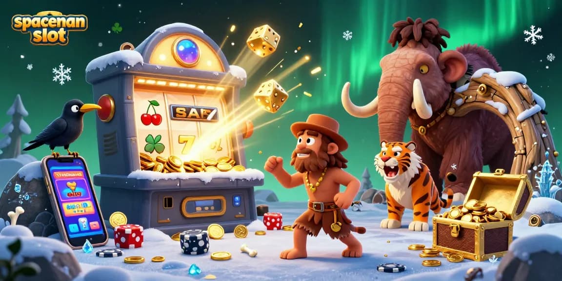 Engage in the spaceman slot at a lively prehistoric casino with characters and rich gaming features.