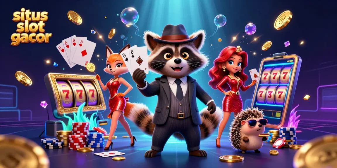 Experience thrilling wins with situs slot gacor in this vibrant 3D casino illustration featuring dynamic characters.