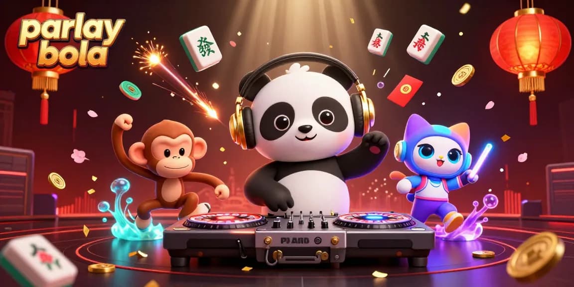 Engage with parlay bola in this vibrant 3D illustration featuring dynamic characters and rich casino elements.