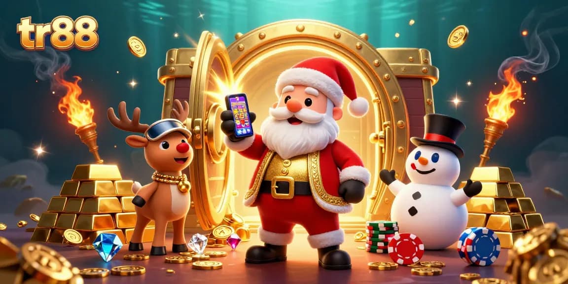 Spin to win at tr88 with Santa and friends in a vibrant casino adventure!