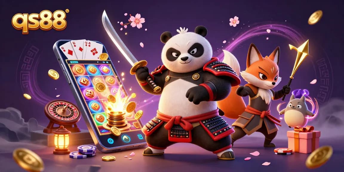 Engage in the thrilling world of qs88 with dynamic characters and animations that illustrate vibrant casino games.