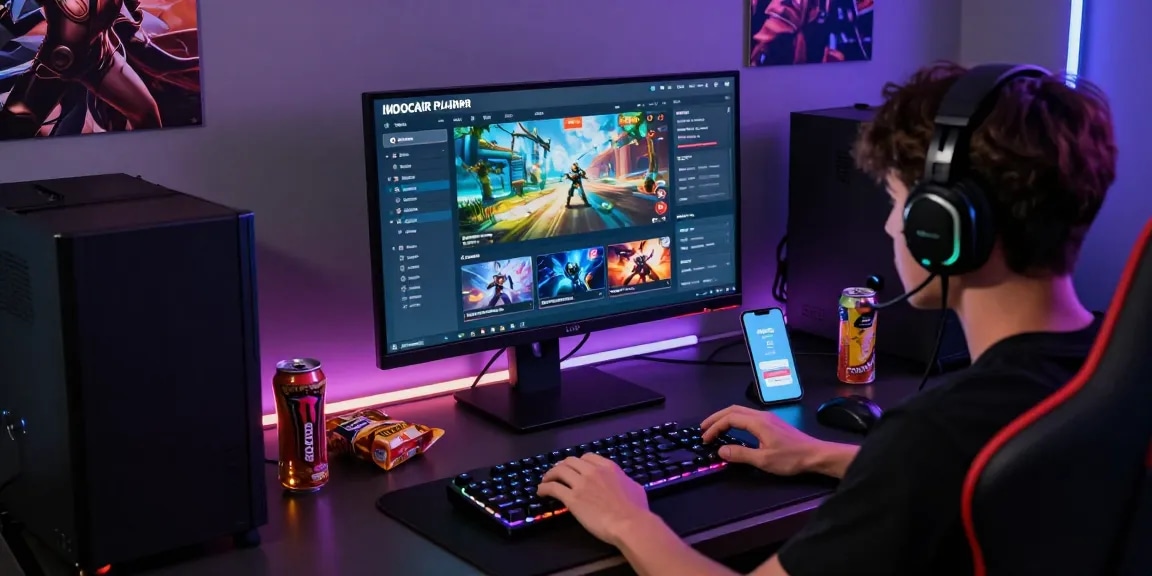 Gamers enjoying INDOCAIR platform with indocair login on smartphone in a vibrant gaming environment.