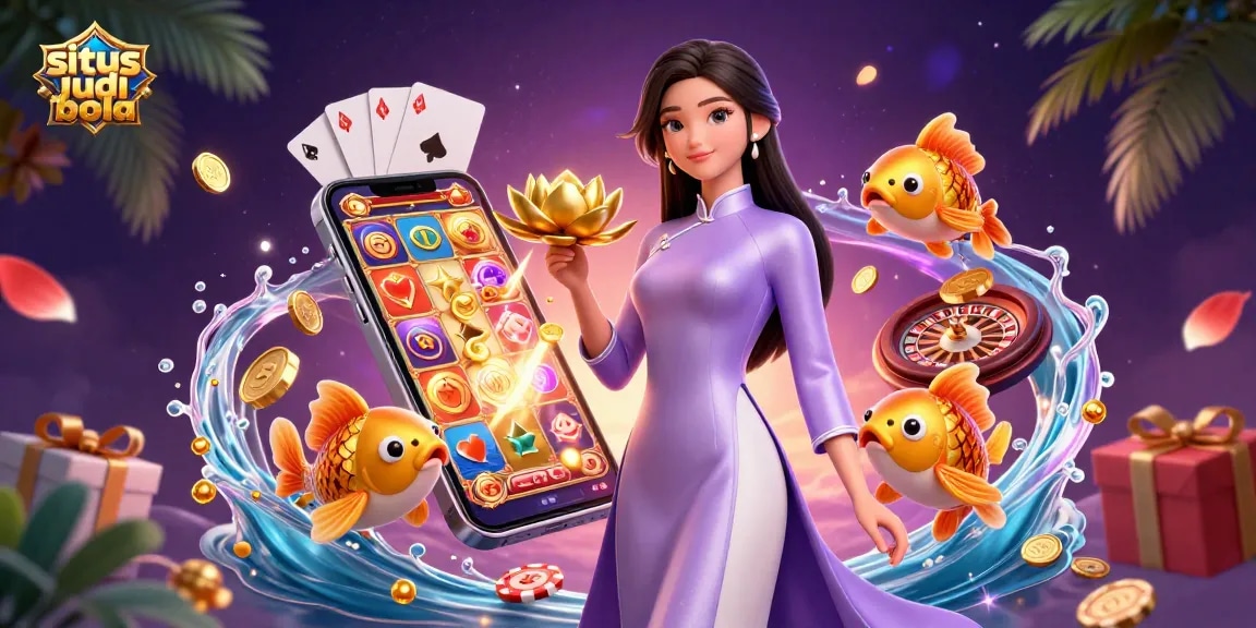 Experience the excitement of situs judi bola with vibrant 3D characters and thrilling gaming elements in a captivating scene.