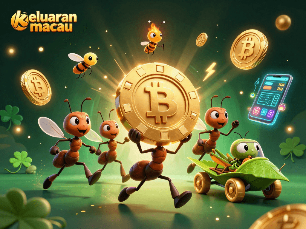 Engage with keluaran macau predictions via 3D cartoon ants heisting a giant poker chip.