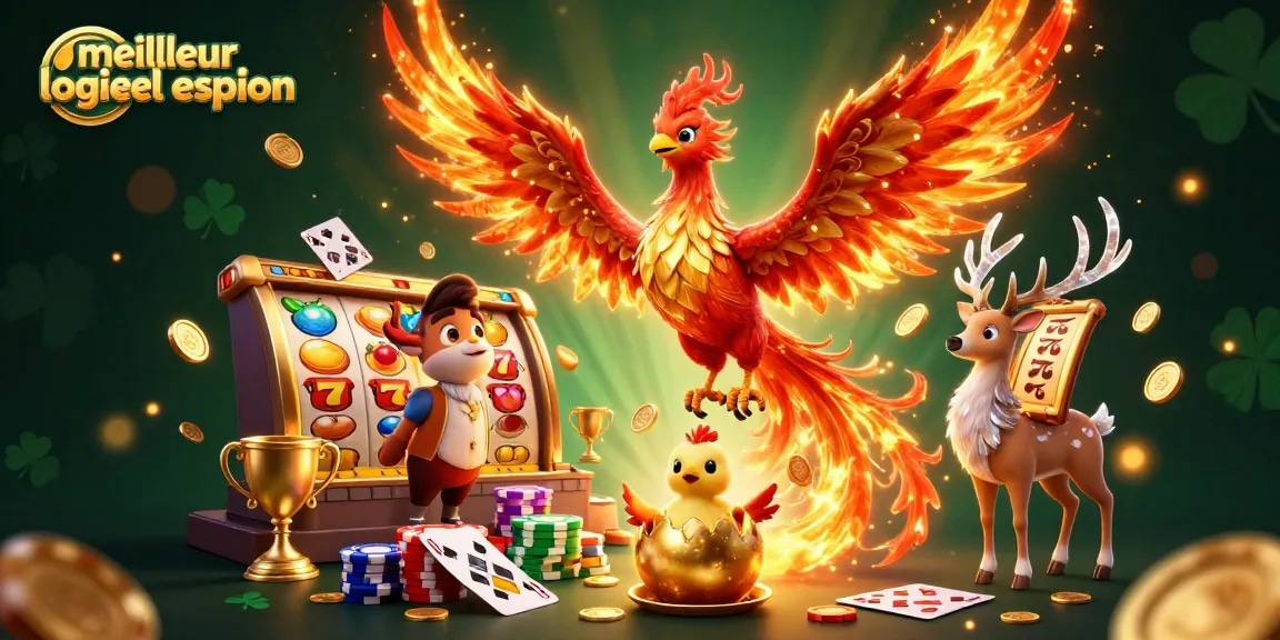 Visualisez "meilleur logiciel espion" avec des machines à sous animées, des personnages fantastiques et de nombreux éléments de casino.