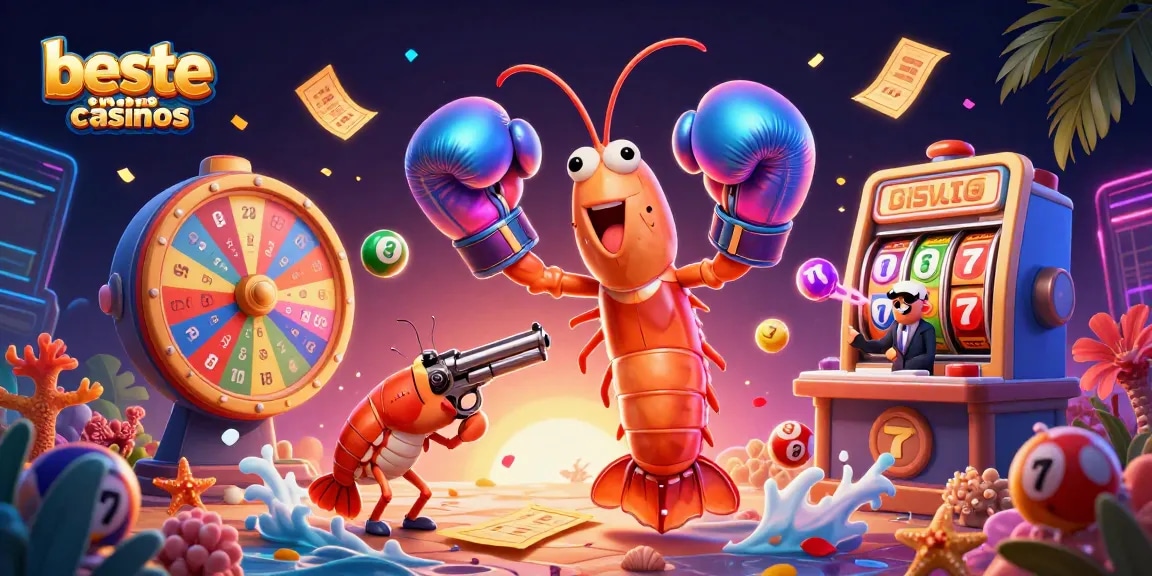 Experience the excitement of beste online casinos with vibrant lottery and slot elements in a dynamic 3D scene.