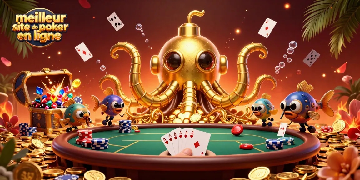 Jouer au poker en ligne sur le meilleur site de poker en ligne avec des cartes et des jetons colorés.