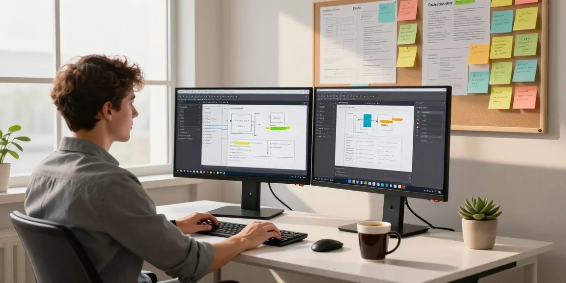 Developer using Snipaste官网 interface in a modern workspace, focusing on efficiency and creativity.