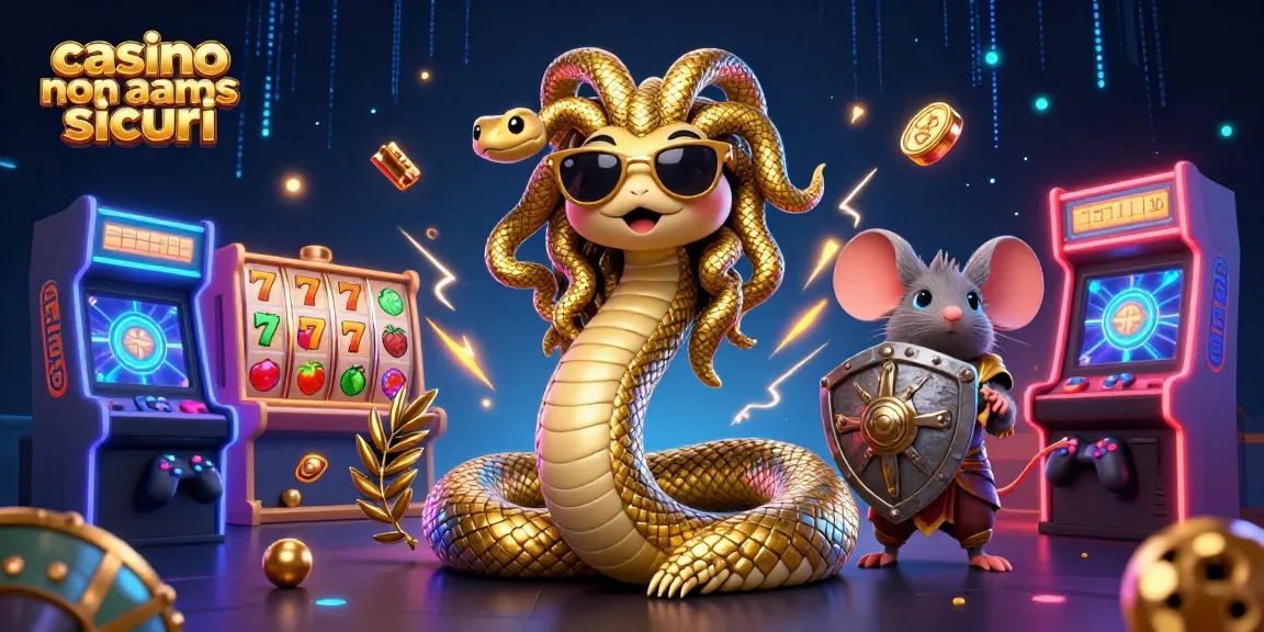 Interagisci con casino non aams sicuri in questa vivace illustrazione 3D con personaggi ed elementi di gioco.