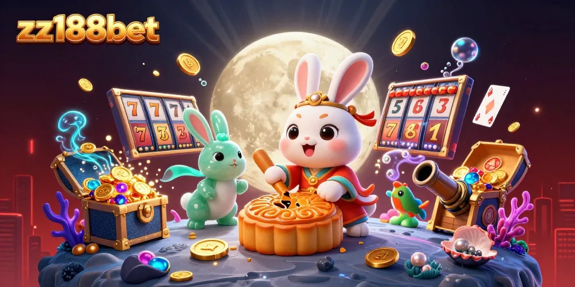 Experience thrilling casino action with zz188bet as the moon rabbit reveals hidden poker chips.