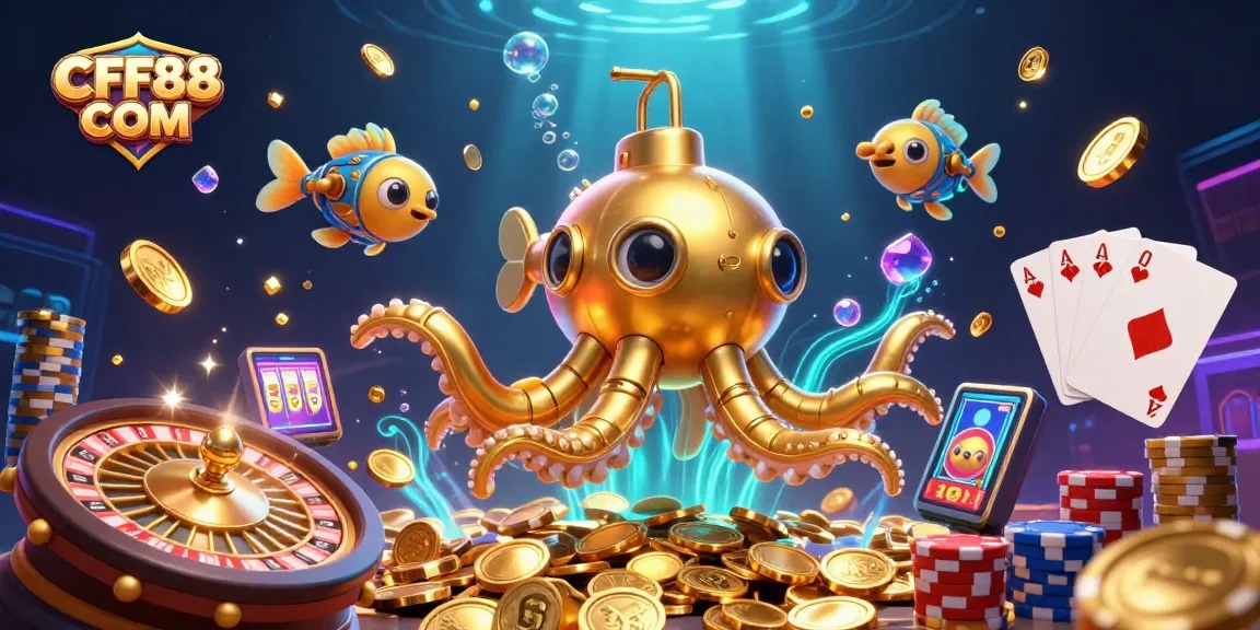 Spin the reels at CFF88 COM to win big among golden coins and exciting casino elements.
