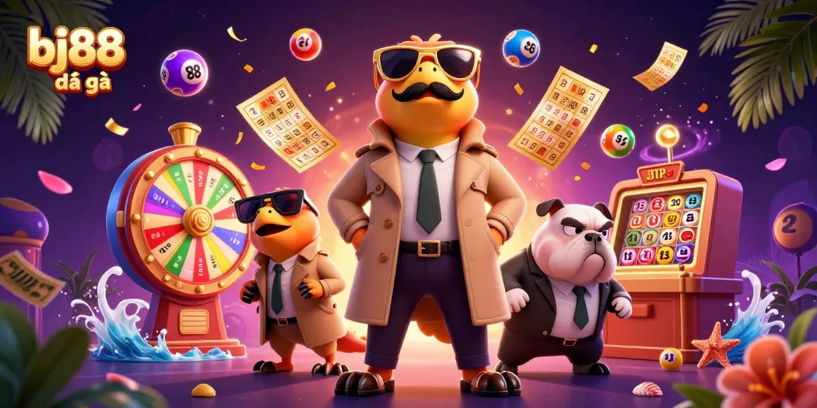 Experience thrilling bj88 đá gà action with a vibrant casino scene featuring cartoon raptors.