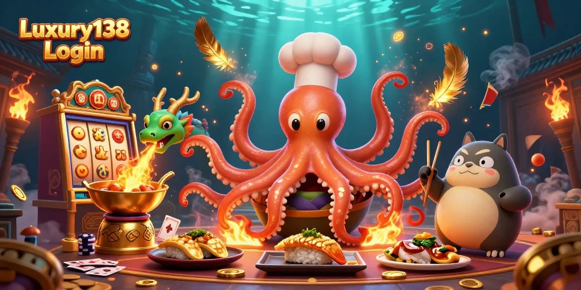 Engage with Luxury138 Login to experience thrilling gaming at this vibrant 3D illustration featuring epic characters and casino elements.