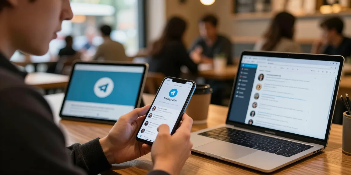 Engaging individual browsing popular telegram chinese channels in a cozy café.