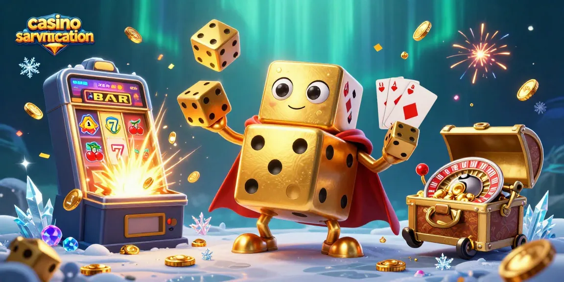 Jouez à casino sans vérification avec des dés dorés massifs et des machines à sous explosant de pièces.
