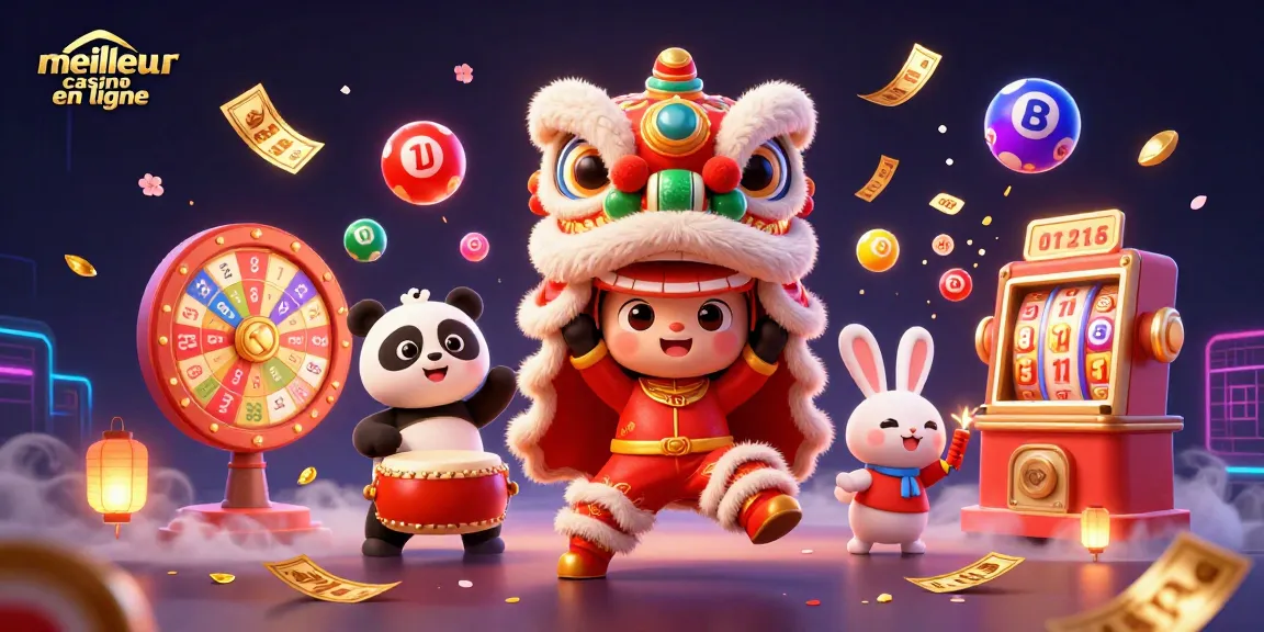 Profitez de jeux fascinants au meilleur casino en ligne avec un lion dansant et des éléments de loterie joyeux.