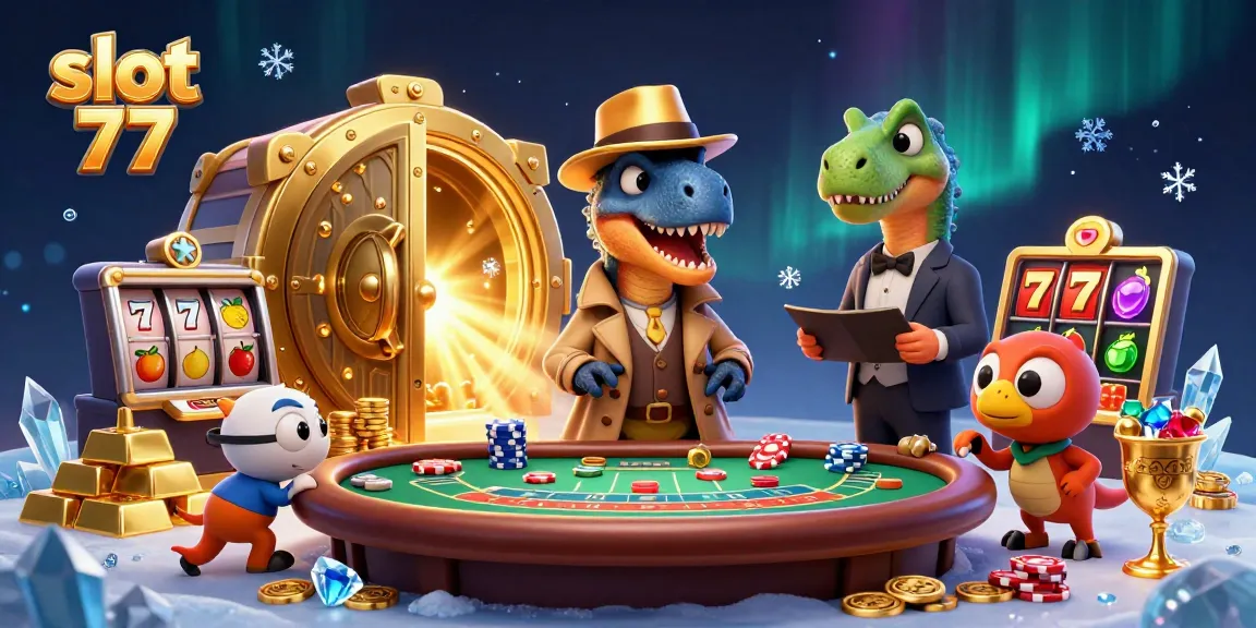 Experience thrilling moments at slot 77 with a cartoon velociraptor counter at the blackjack table.