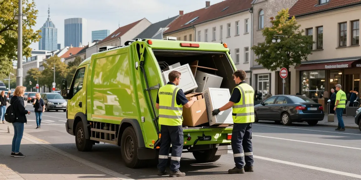 Sperrmüllabholung 80 Euro Berlin service team efficiently loading waste in urban setting.
