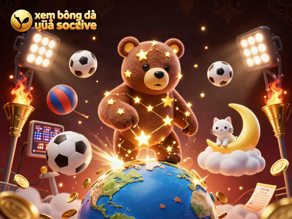 Xem bóng đá trên socolive with dynamic sports elements and a magical night sky scene