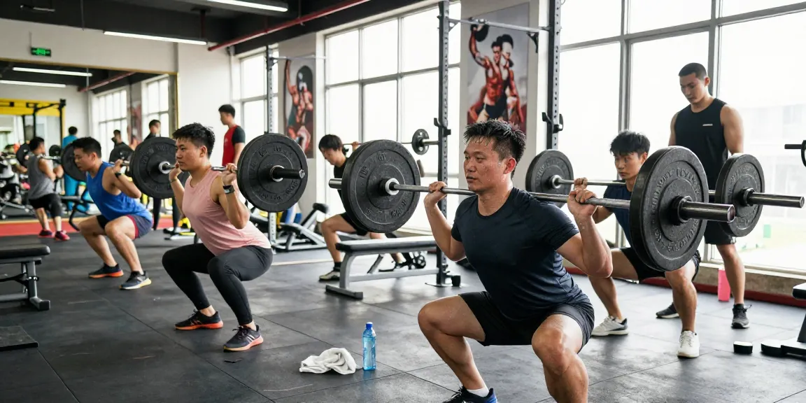 Focused athletes training in a dynamic gym at Deus Medical Shop, showcasing strength and dedication.