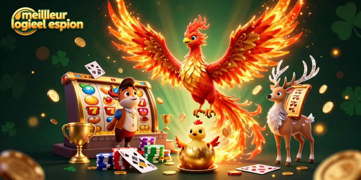 Visualisez "meilleur logiciel espion" avec des machines à sous animées, des personnages fantastiques et de nombreux éléments de casino.
