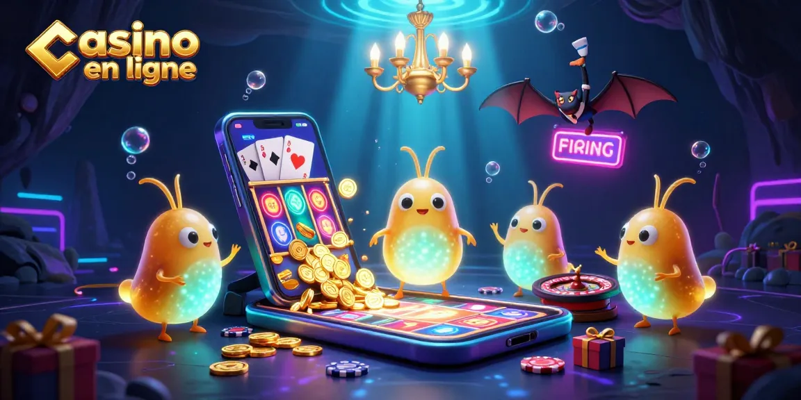 Casino en ligne avec des lucioles illuminant une scène de jeux divertissants.