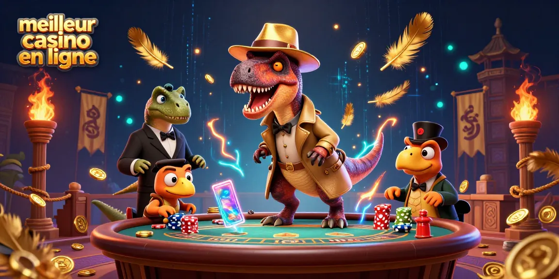 Les jeux au meilleur casino en ligne incluent un velociraptor à la table de blackjack, surveillé par un pit boss.