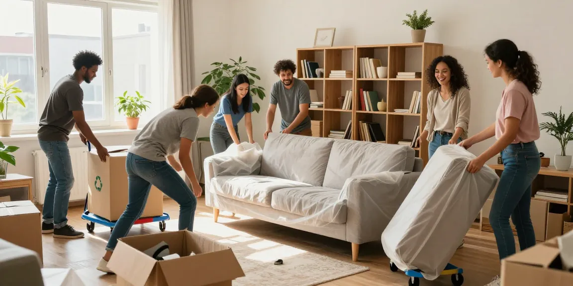 Efficient Wohnungsentrümpelung Berlin service team decluttering a living room, showcasing a fresh start.