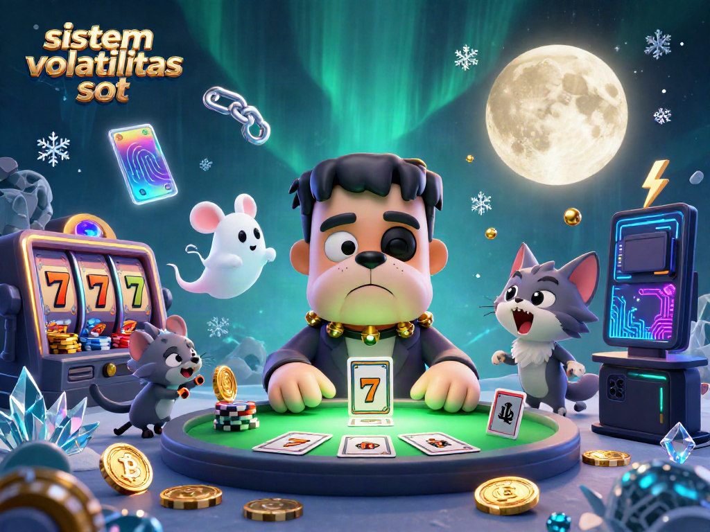 Memilih sistem volatilitas slot secara cerdas dengan karakter kartun kasino yang dinamis.