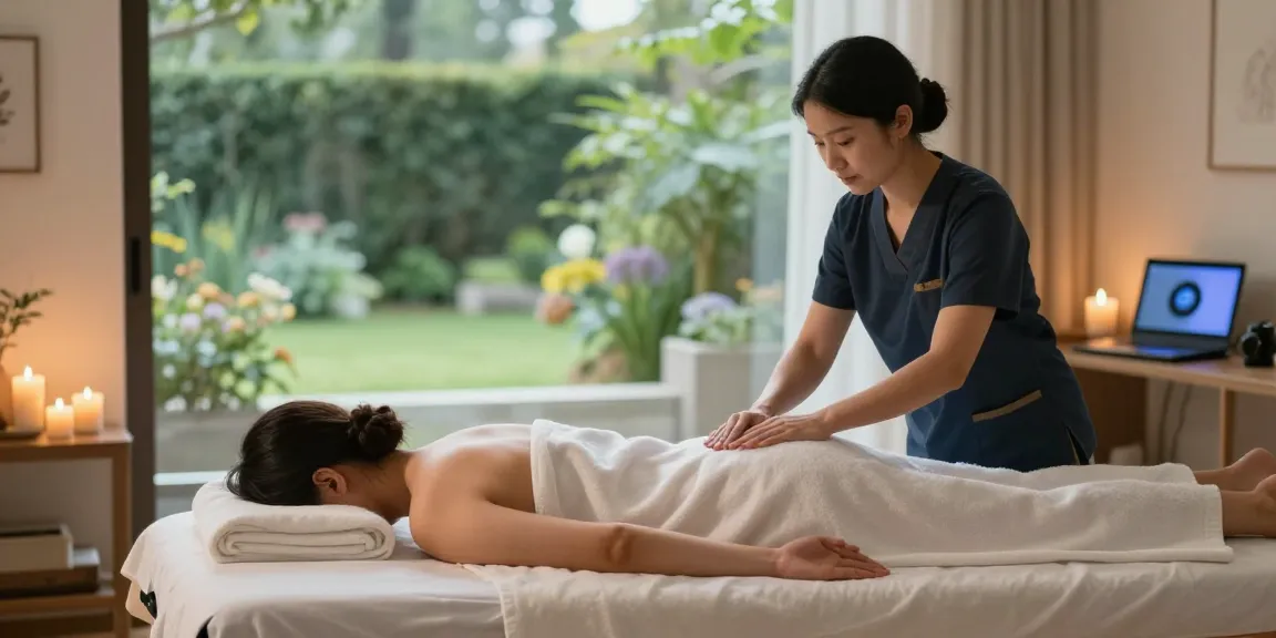 Relaxing 브라보출장 massage therapy session in a peaceful home environment.
