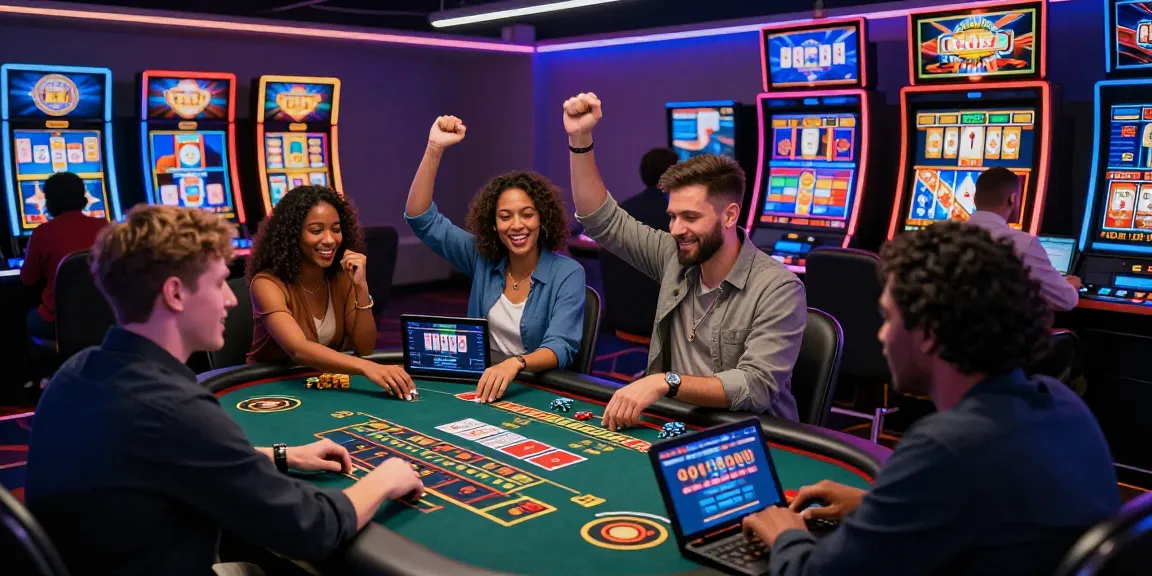 Expérience de jeu passionnante dans un casino en ligne avec des joueurs divers à des tables de casino numériques vibrantes.