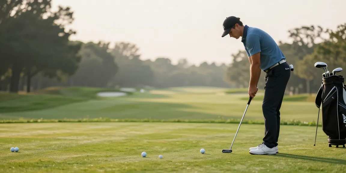 Ulasan putter terbaru dari https://puttperfection.com/putter-reviews dengan golfer berlatih di lapangan golf hijau.