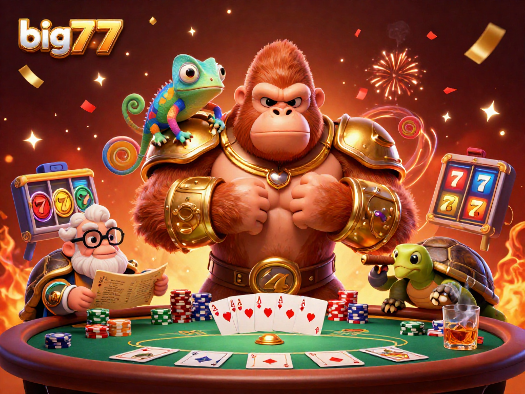 Join the action at big777 as the gorilla king and his companions celebrate a thrilling jackpot.