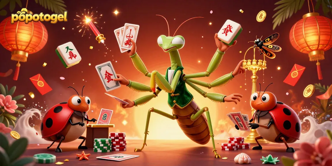 Experience thrilling gaming at popotogel, featuring vibrant casino characters and dynamic elements in a rich illustration.