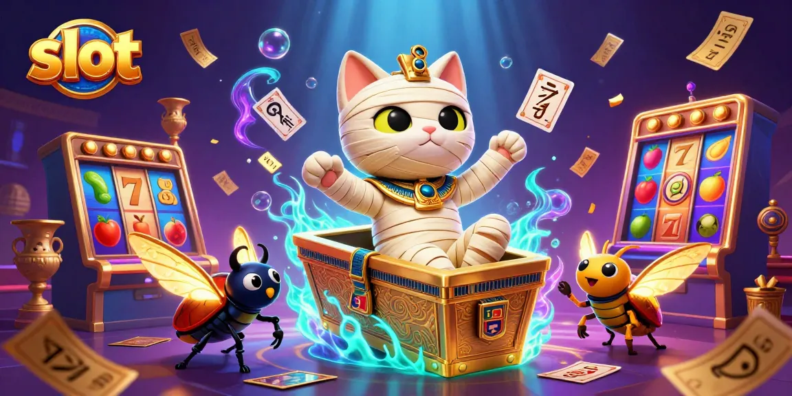 Permainan slot yang seru dengan kucing mummy dan kumbang bersinar terlibat di kasino pyramid.