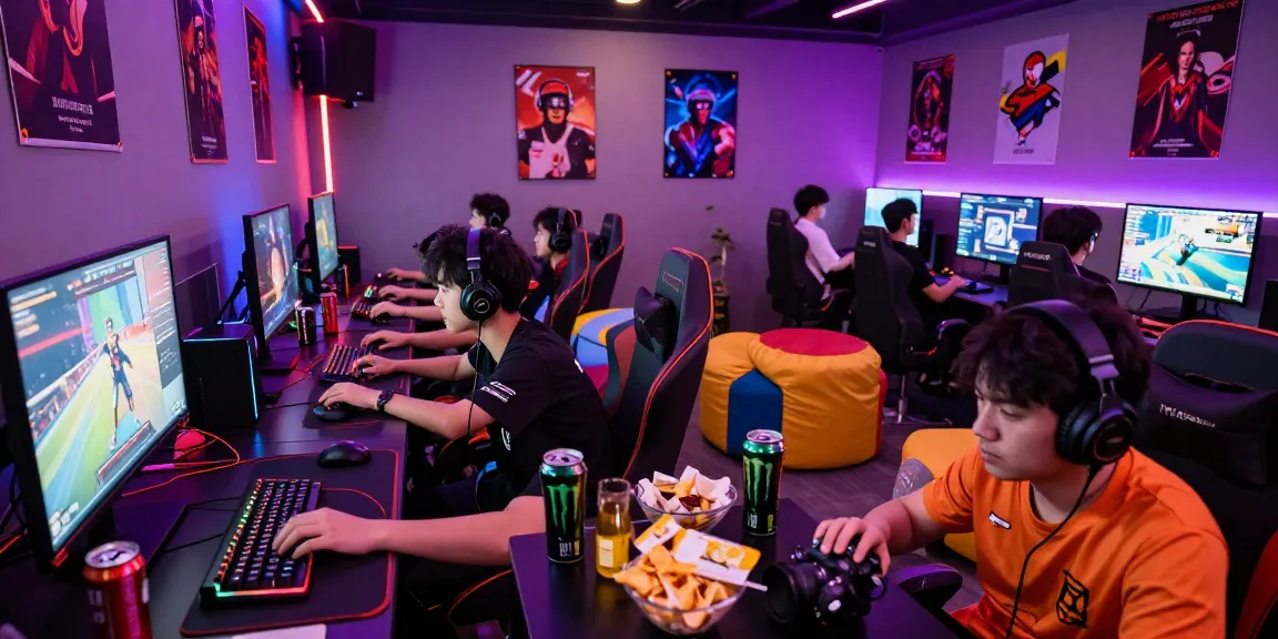 Gamers engaging in competitive cika4d gaming in a vibrant lounge setting.