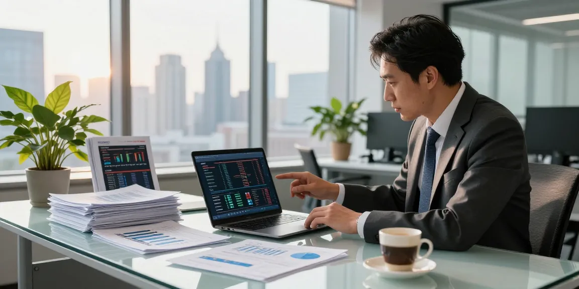 Investor analyzing defense stocks on 5starsstocks.com defense with reports and charts in modern office.