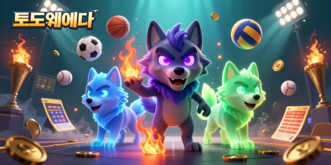 Engaging 토토사이트 illustration featuring a dynamic shadow wolf with ghostly companions and sports elements