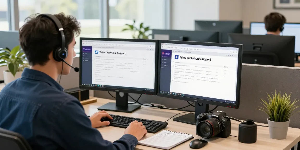 Interactive session showcasing Telus-Technical-Support representative assisting clients in a bright workspace.