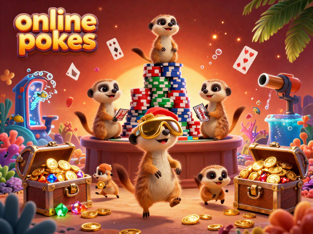Experience thrilling online pokies action with meerkats in a vibrant casino scene.