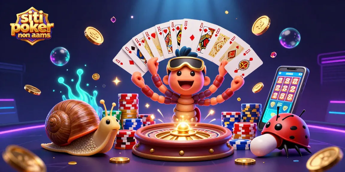Gioca a siti poker non AAMS con l'illustrazione di un dealer di poker in un ambiente vivace e colorato.