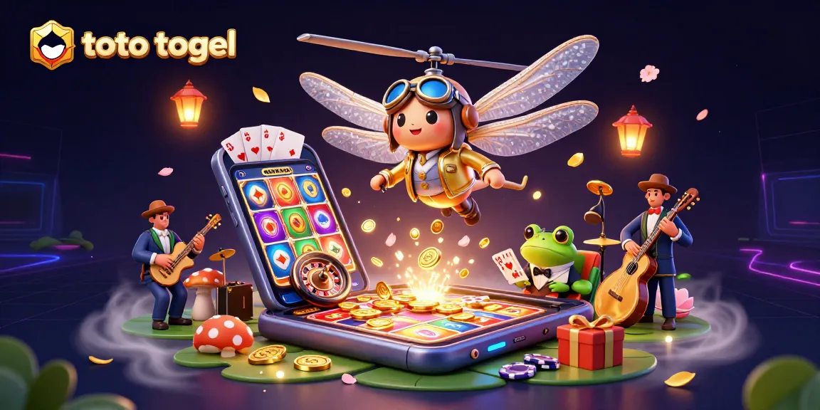 Toto togel engages players in a magical casino scene with vibrant characters and rich gambling elements.