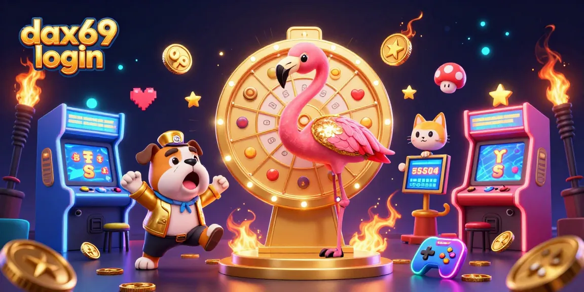 Permainan seru DAX69 login dengan flamingo dan bulldog yang sedang beraksi dalam kasino digital.